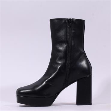 Marco Moreo Doha Platform Heel AnkleBoot - Black Leather